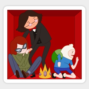 Finn, Simon and Betty inside Golb Sticker